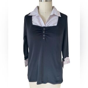 Take Two XL knit shirt with built in striped shirt collar and 3/4 sleeves